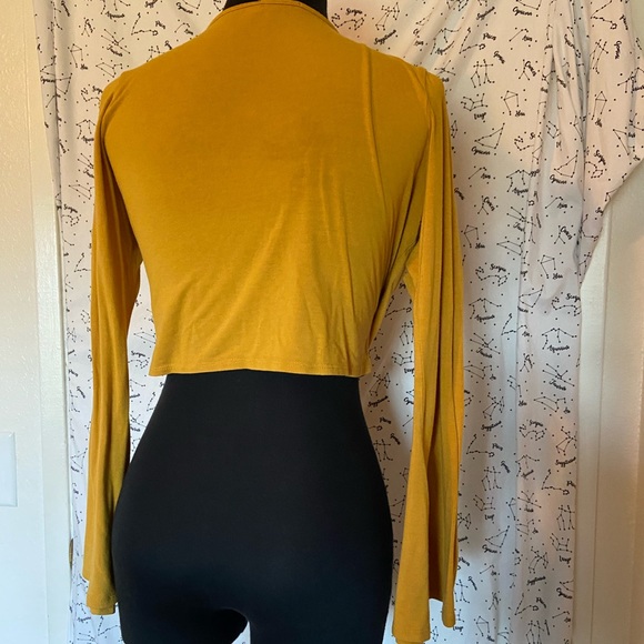 Yellow Bell Sleeve Self Tie Top - Picture 5 of 9